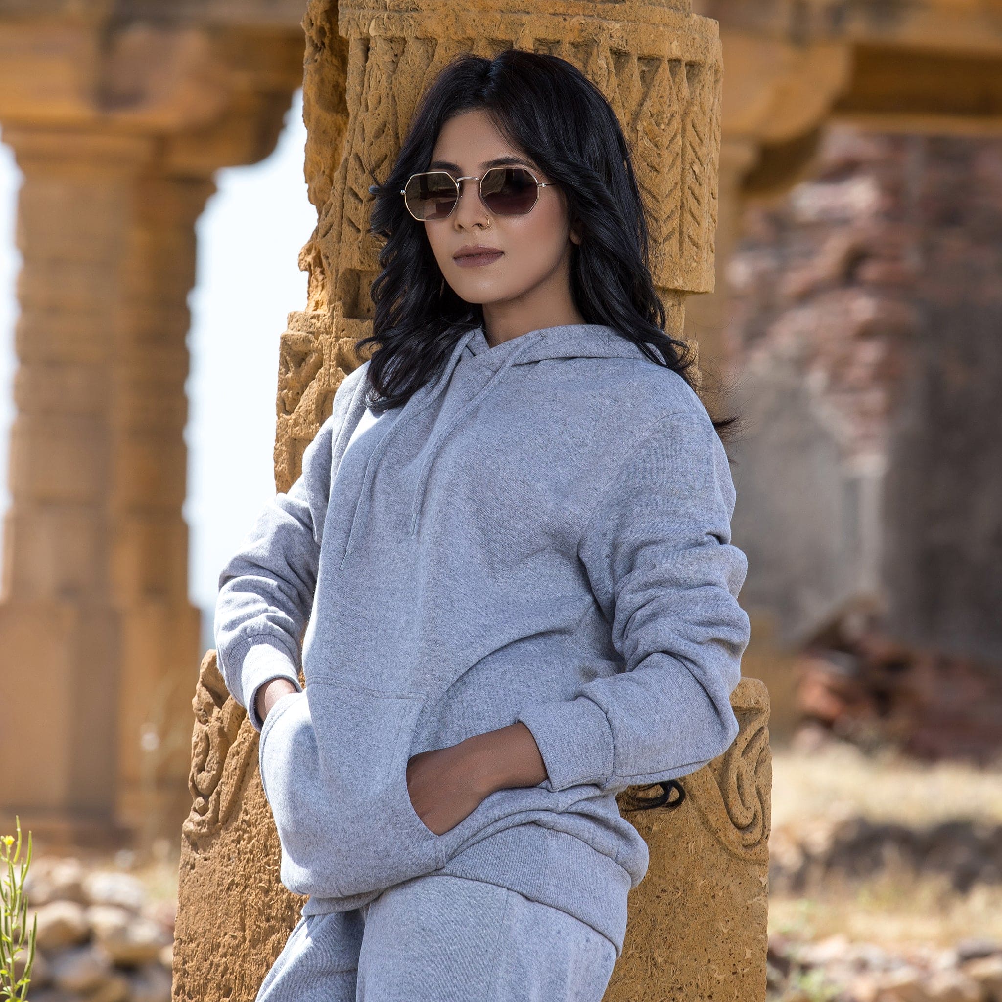 Urban Cut Cotton Fleece Zipper Hoodie Grey 1 piece