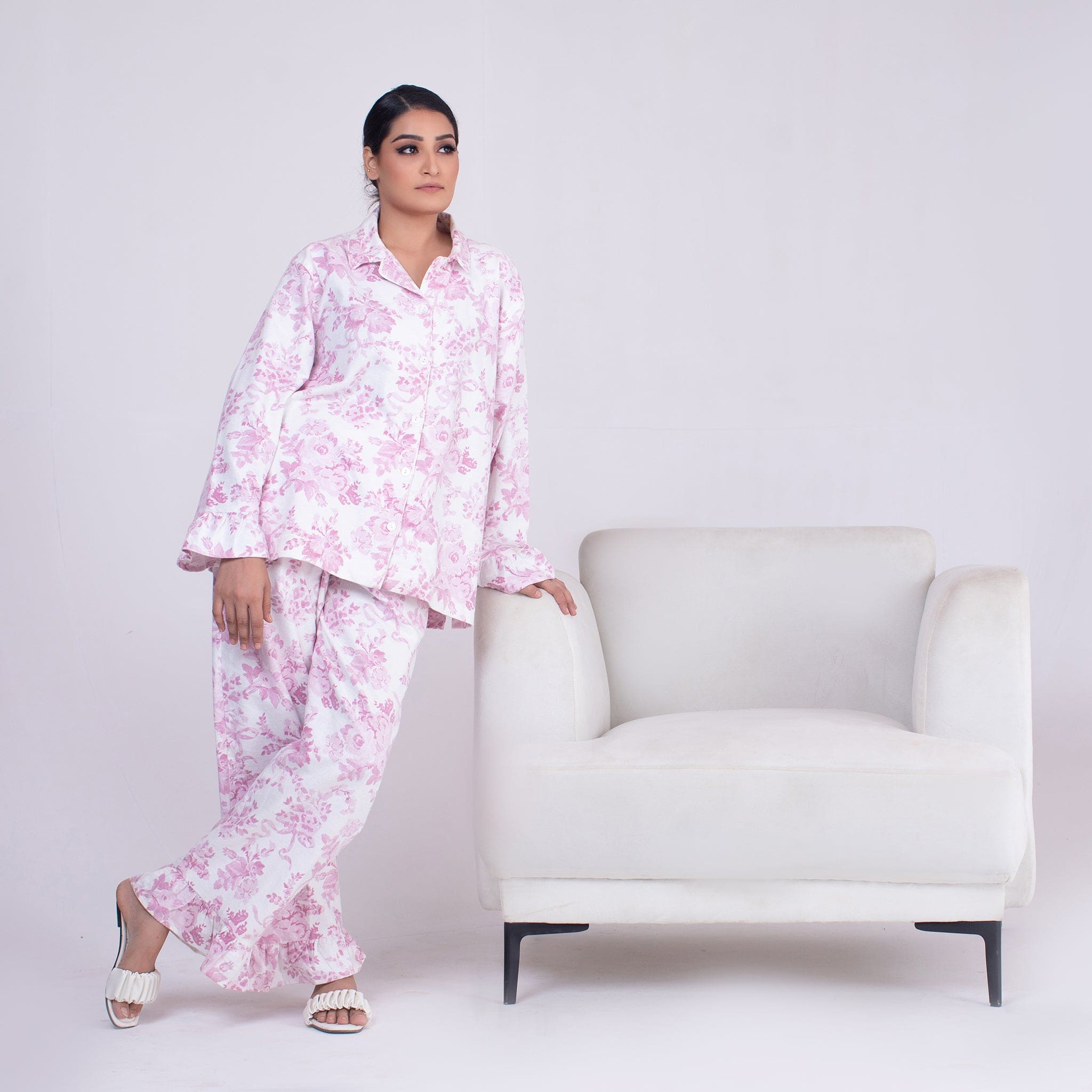 Urban Cut 2 Piece PJ Suit- Cotton Comfy Flannel ( Shirt + Trouser)