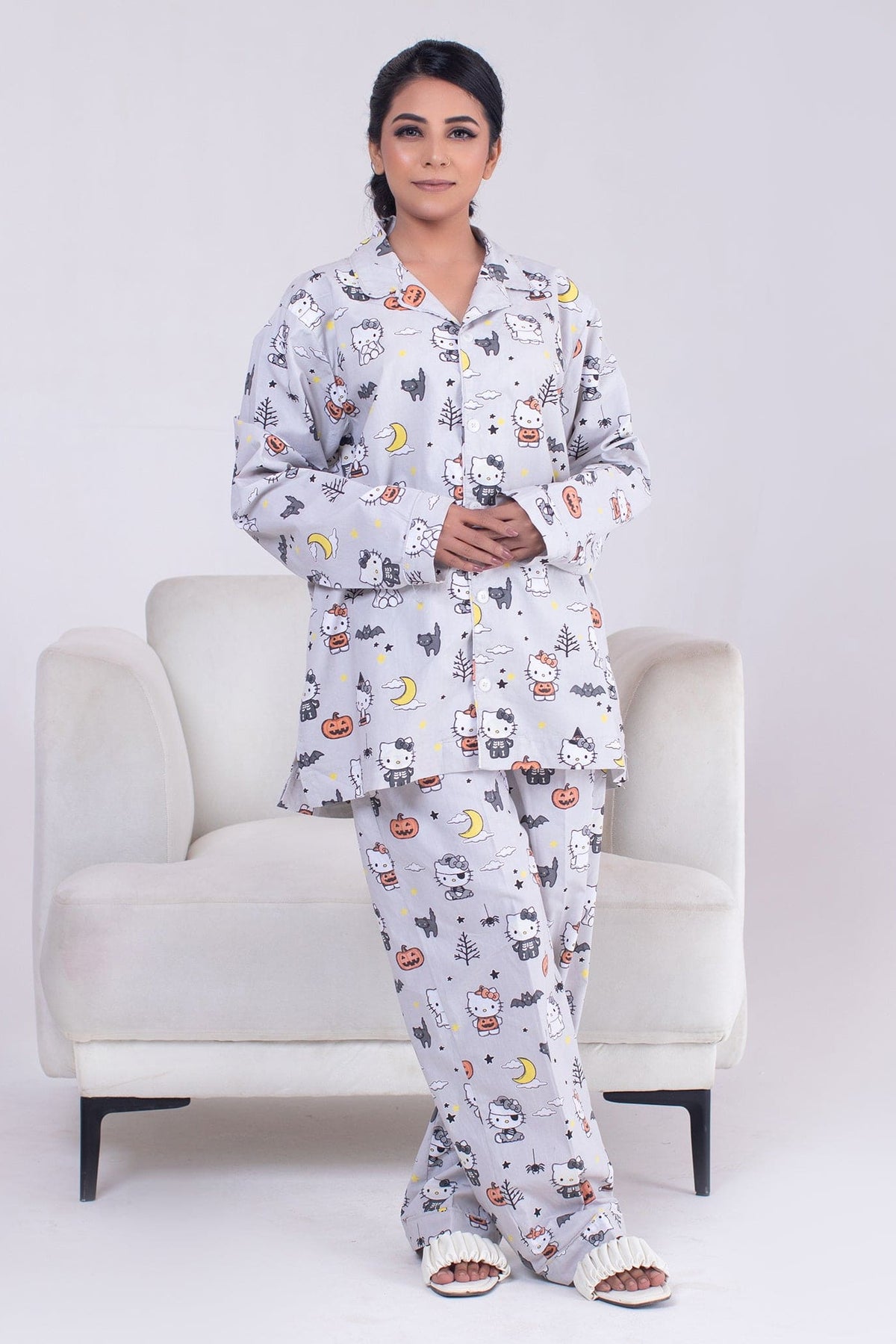 Urban Cut 2 Piece PJ Suit- Cotton Glow in Dark ( Shirt + Trouser)