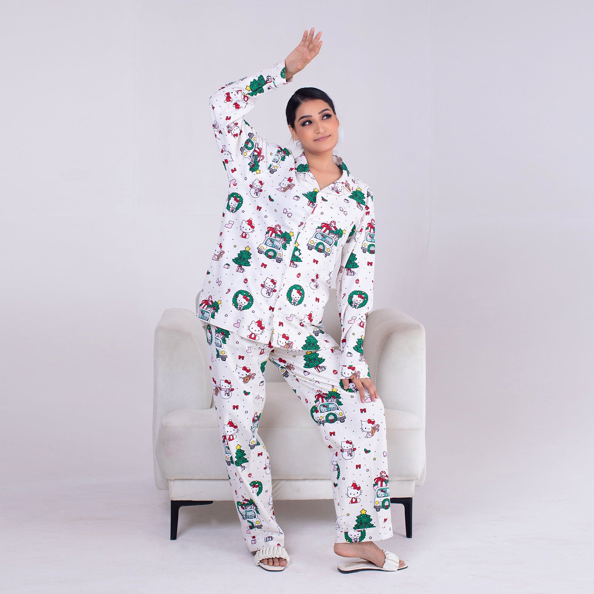 Urban Cut 2 Piece PJ Suit- Cotton Comfy Flannel ( Shirt + Trouser)