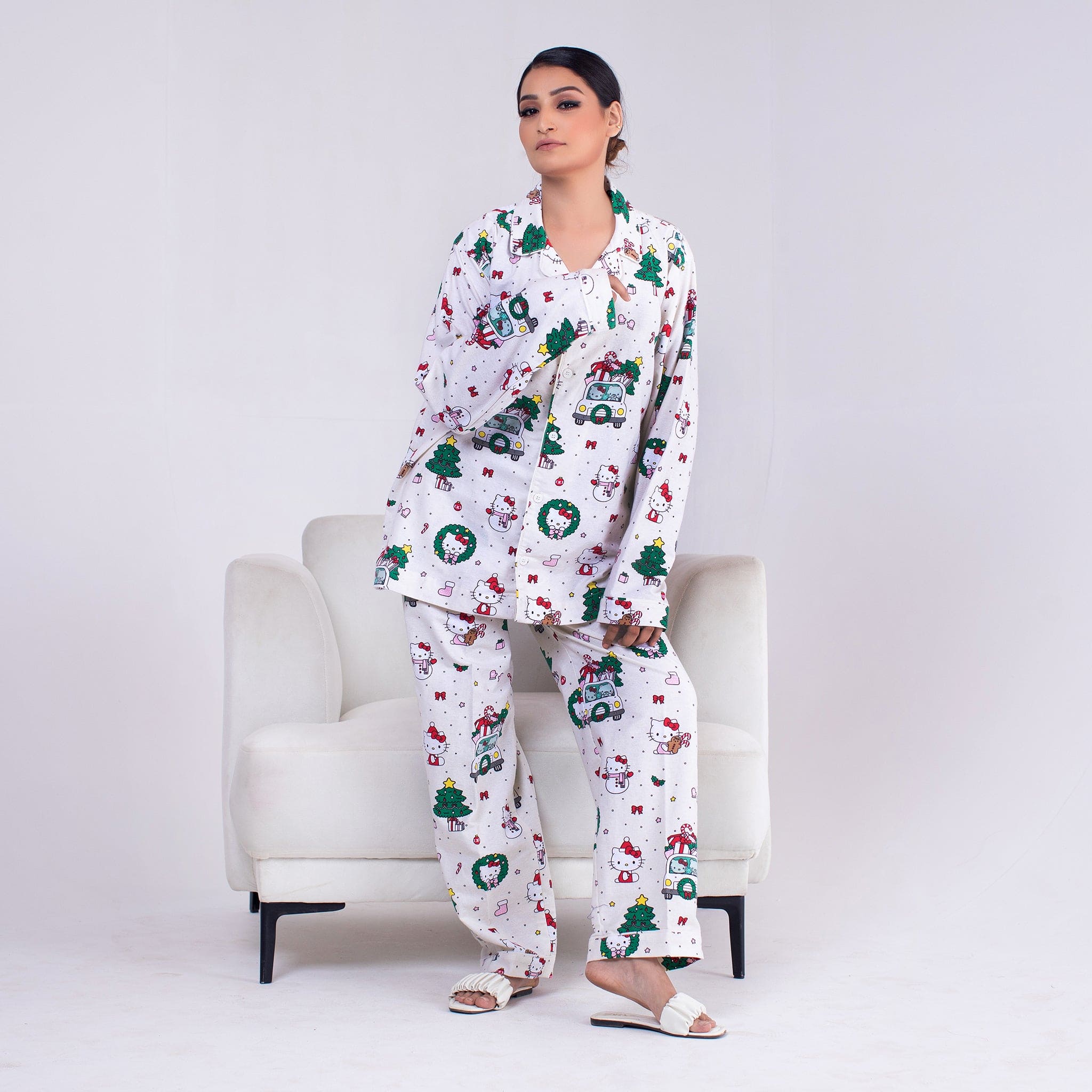 Urban Cut 2 Piece PJ Suit- Cotton Comfy Flannel ( Shirt + Trouser)