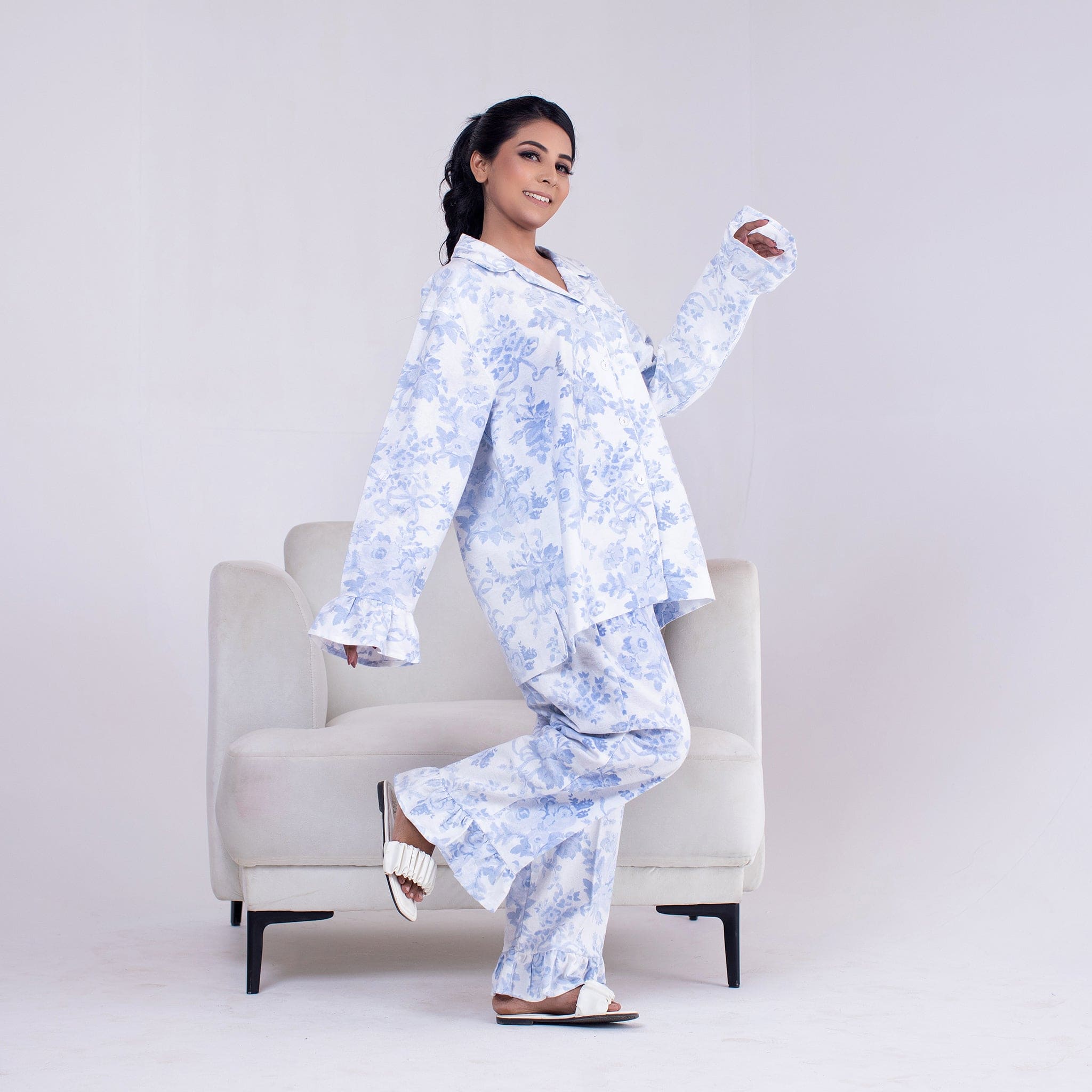 Urban Cut 2 Piece PJ Suit- Cotton Comfy Flannel ( Shirt + Trouser)