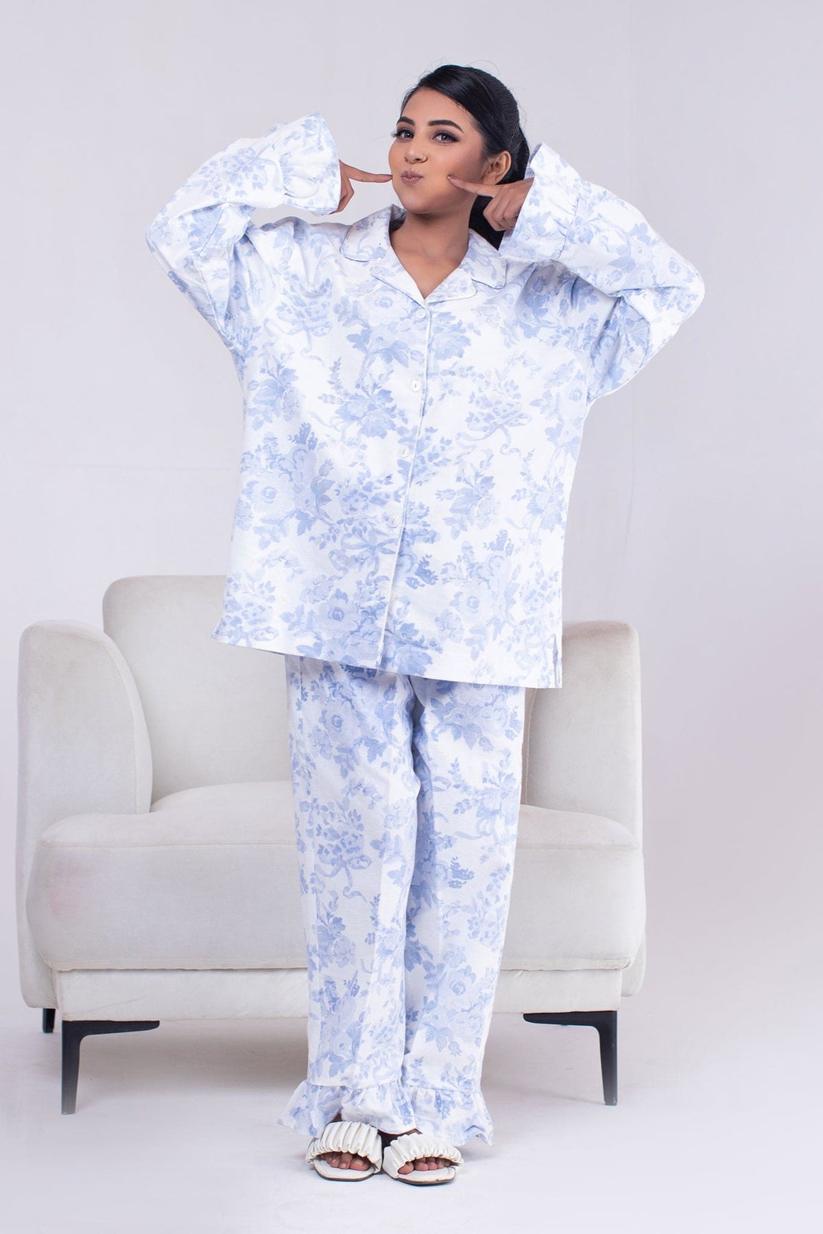 Urban Cut 2 Piece PJ Suit- Cotton Comfy Flannel ( Shirt + Trouser)