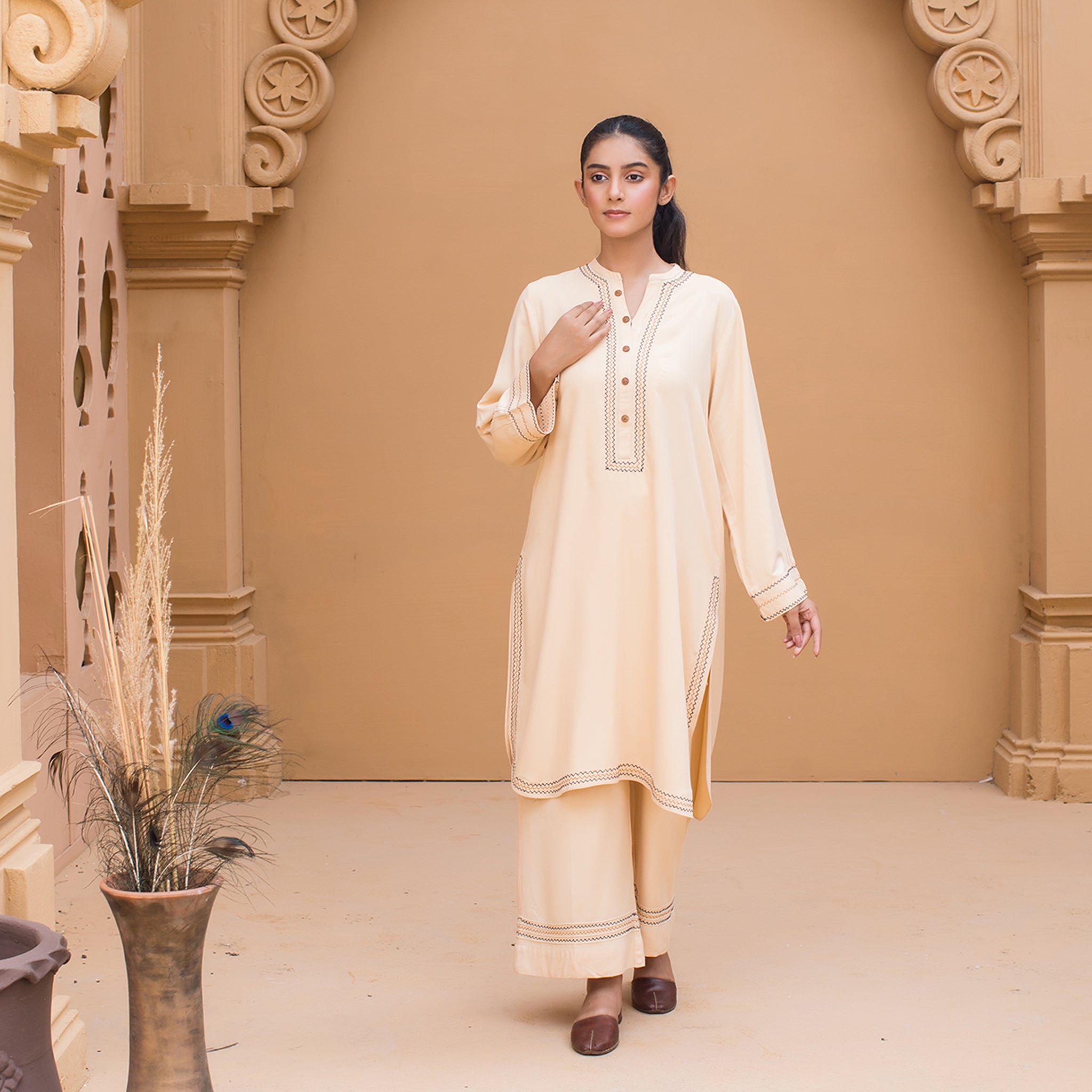 Urban Cut 2 Piece Cotton Embroidered Co- Ord Set