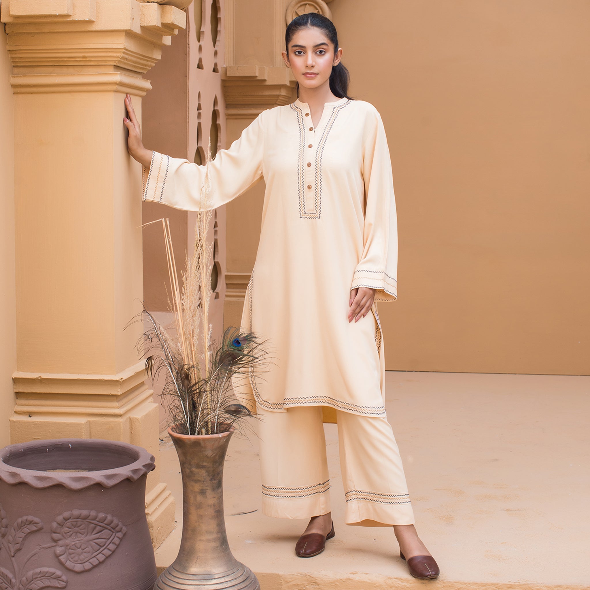 Urban Cut 2 Piece Cotton Embroidered Co- Ord Set