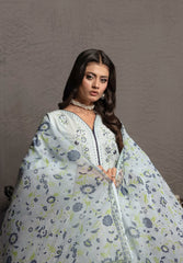 Abeera Exclusive Stitched 3 Piece Festive Premium Lawn Suit-Celeste