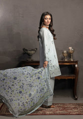 Abeera Exclusive Stitched 3 Piece Festive Premium Lawn Suit-Celeste