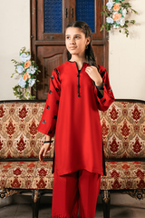 Kaanthaa Stitched 2 Piece Cotton Silk Formals Kids Suit-Surkhab Stitched (2-Piece)