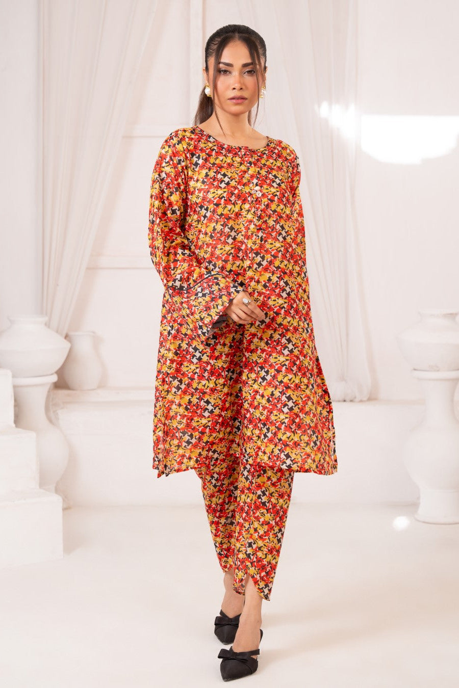 Ayla Studio Stitched PRINTED ESSENTIAL 2PC - Misty Colours