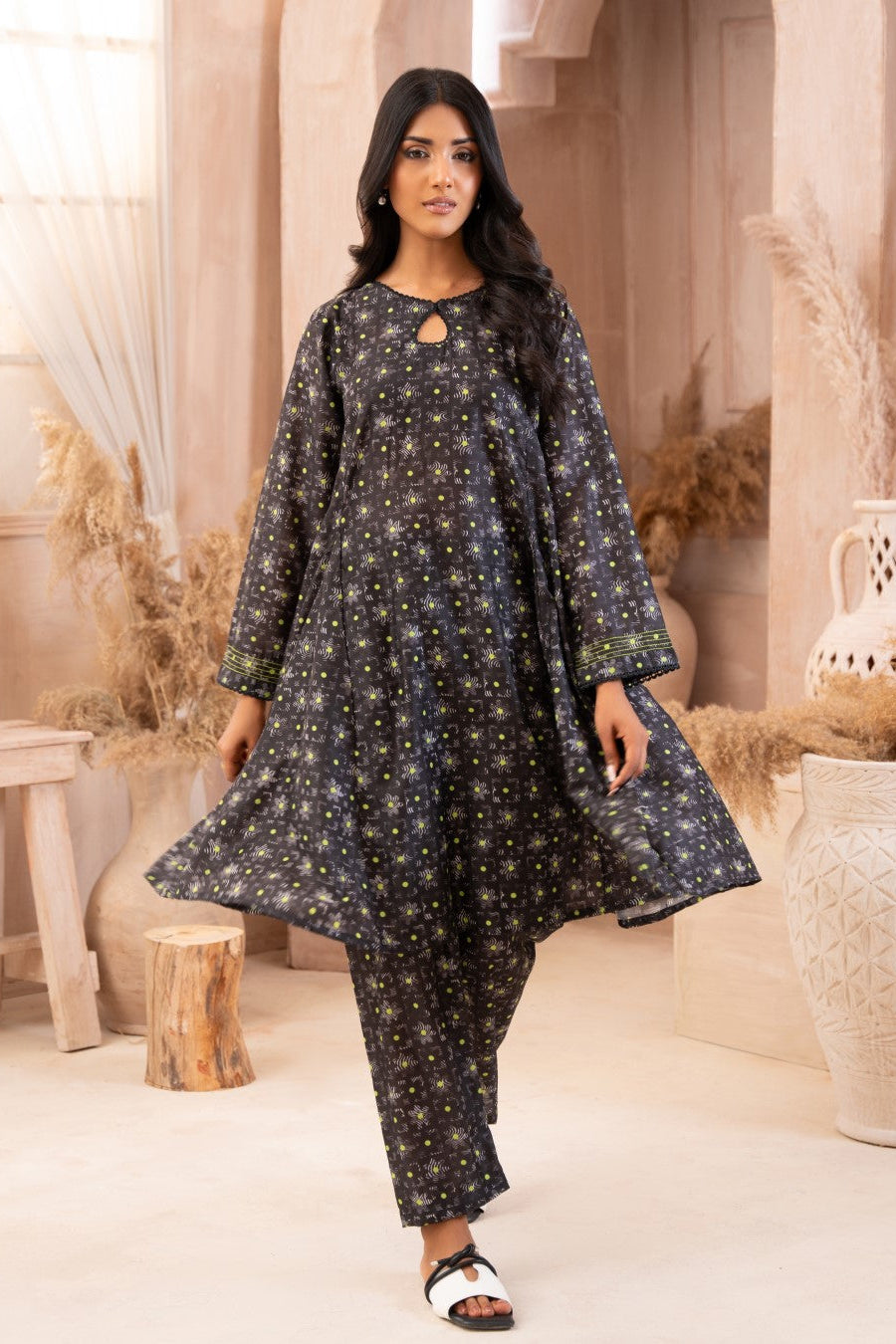 Ayla Studio Stitched PRINTED ESSENTIAL CO-ORD - Blooming Fluorescents