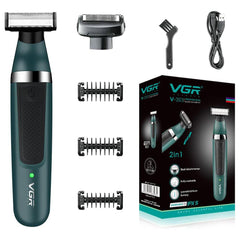 VGR-393 Washable Double Sided Hybrid Shaver  Foil & Twin Blade Head, Cordless 90min Runtime