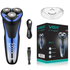 VGR-V-306 Wet & Dry Premium Cordless Rechargeable IPX7 Fully Waterproof 3 Head Electric Shaver