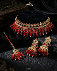 Brides Whisper Pearl Bridal Set Red - Zeesy Jewellery