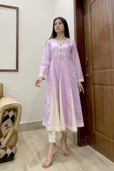 Urban Cut Cotton Purple Printed Patch Work Comfortable Frock 1 Piece