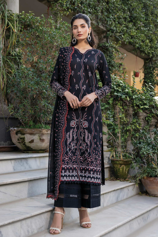 Bahar By Farasha Unstitched 3 Piece Emb Lawn Edit-II Collection-10-Black Rose