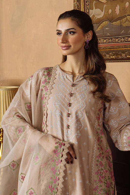 Festive Edit By Sahar Unstitched 3 Piece Chikankari Lawn Collection-10-Bronzed Beige