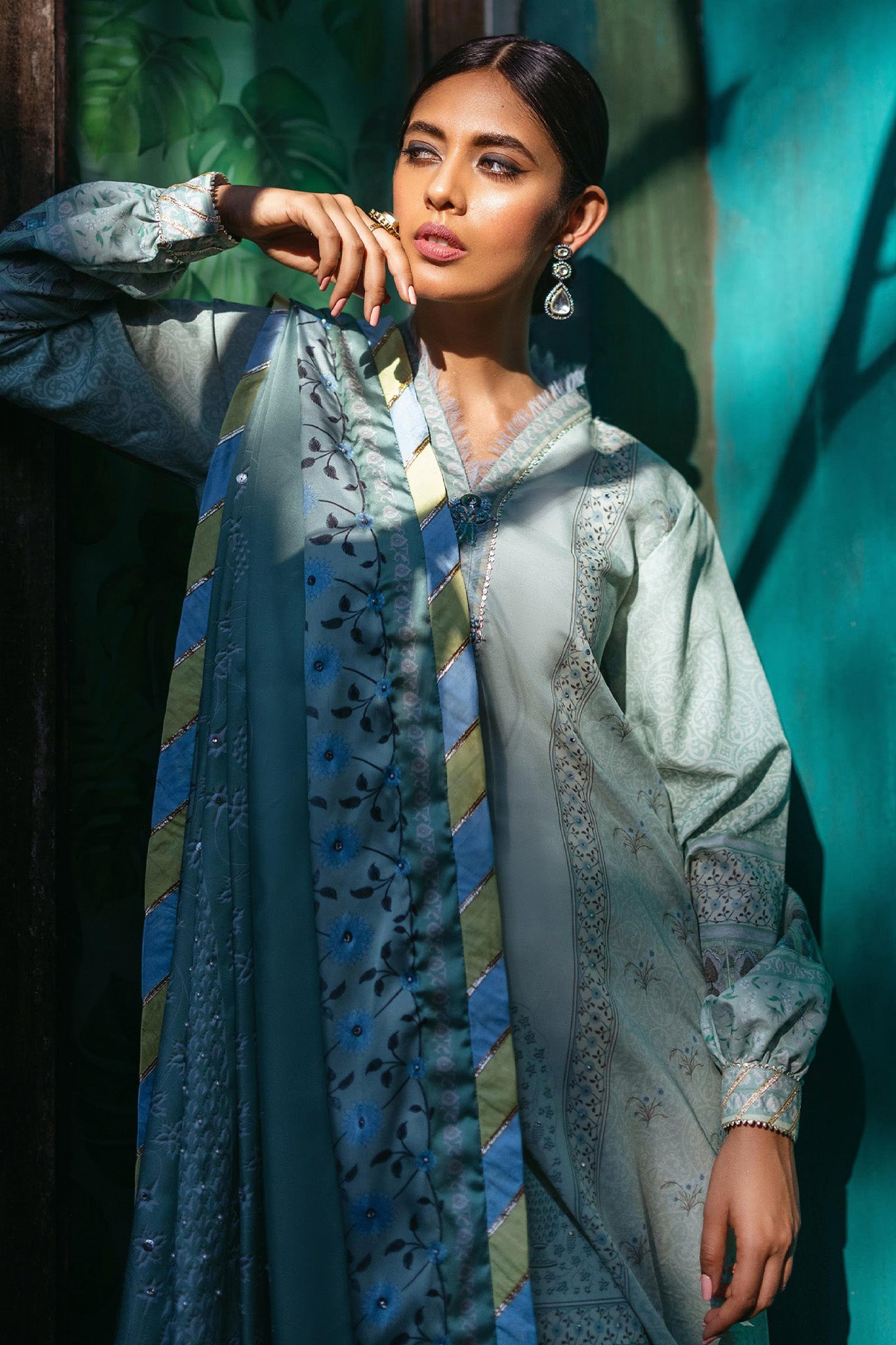 Nirvana By Mushq Unstitched 3 Piece Silk Edit Collection'2024-10-Cerulean