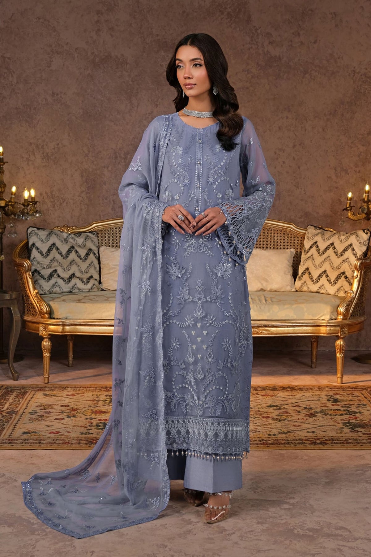 Lamisah Zebaish by Lavish Unstitched 3 Piece Luxury Chiffon Collection'2024-10-Periwinkle