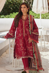 Wes By Farah Talib Aziz Unstitched 3 Piece Luxury Summer Collection-10-Rosemary Red