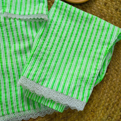 Hiba Fashion Fluorescent green striped Lawn Co-ord set  (FSB-004)