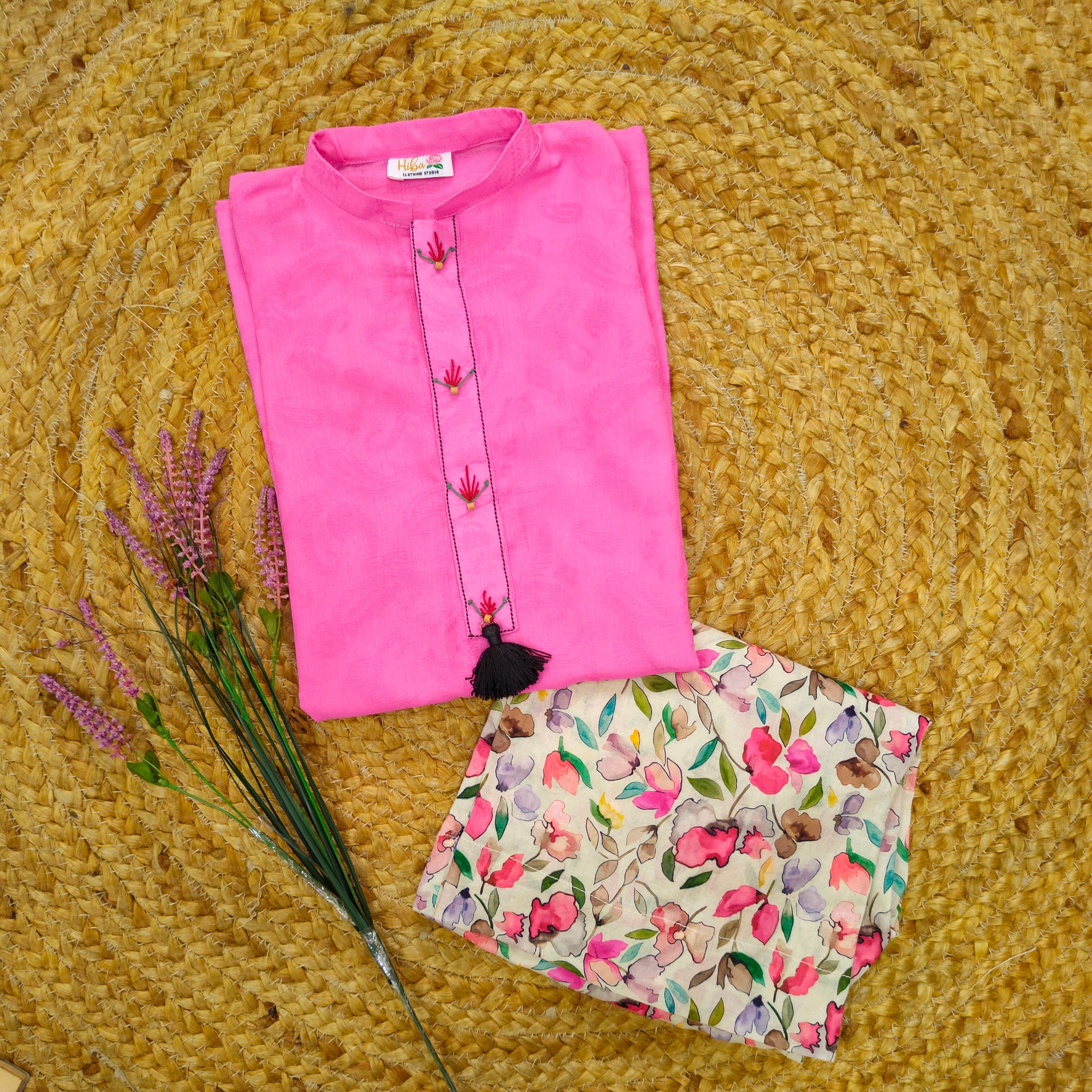 Hiba Fashion Fuchsia Pink 2 pcs Lawn suit (FSB-002)