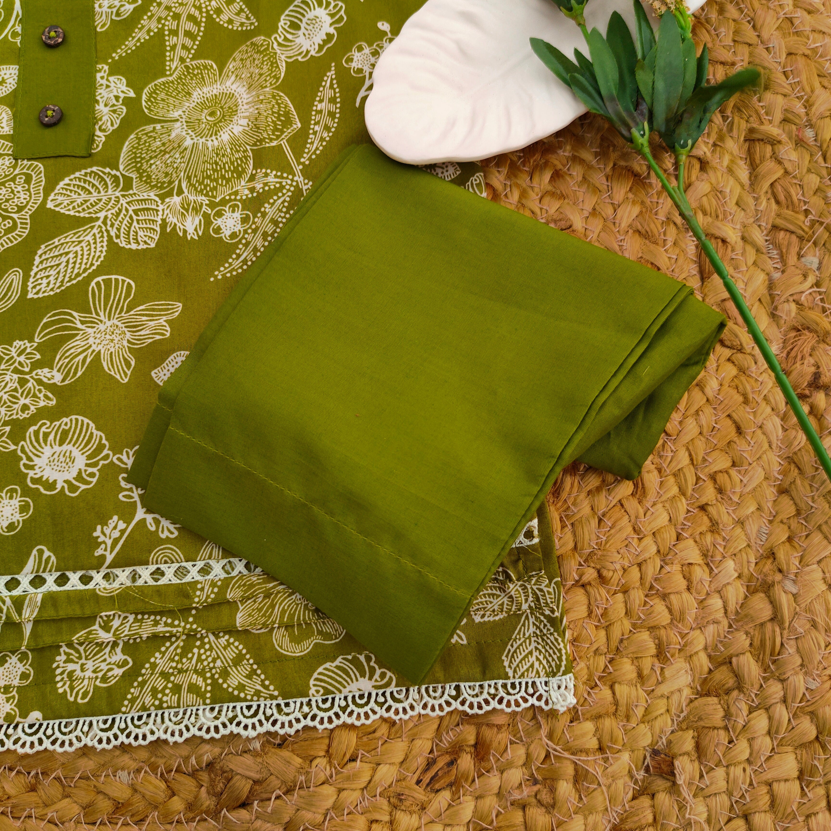 Hiba Fashion Olive green 2 PC Lawn suit (BFT-005)