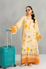 Panache Apparel-Stitched Summer Kaftan-Yellow Bloom