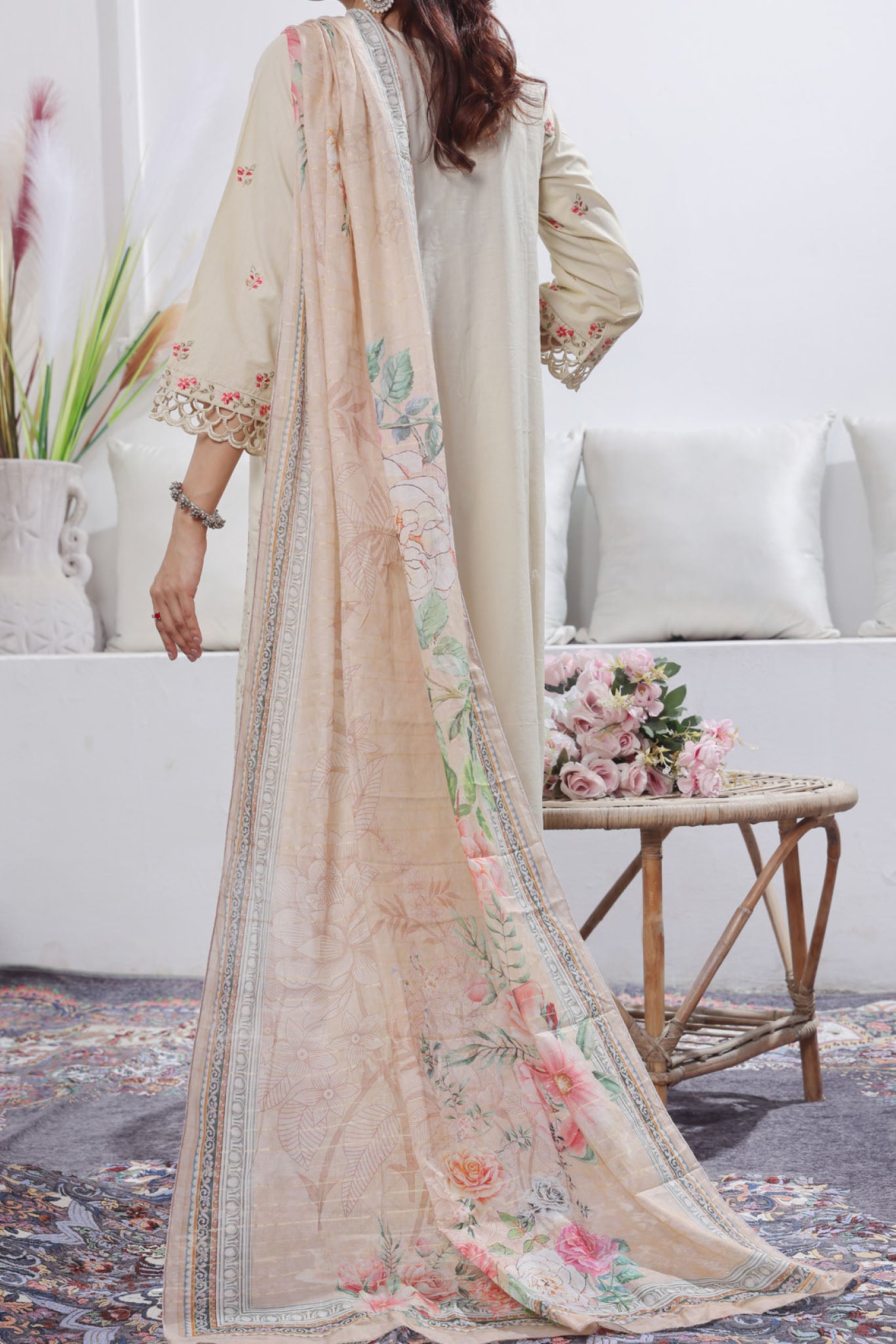 Aizal Stitched 3 Piece Embroidered Fancy Collection'2025-AE-106-Skin