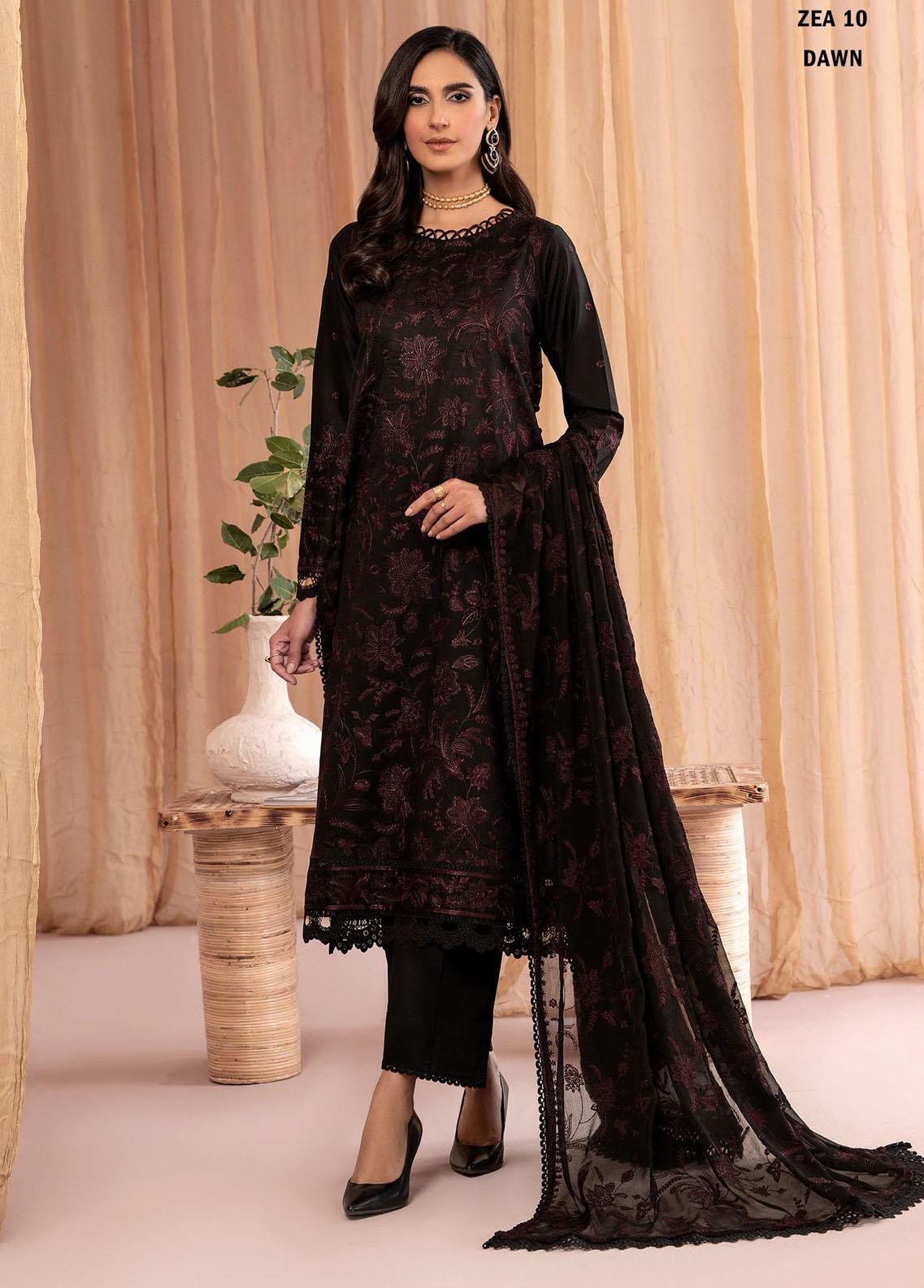 Zarif Unstitcehd 3 Piece Embroidered Eid Lawn Collection'2023-ZEL-10-Dawn Aura