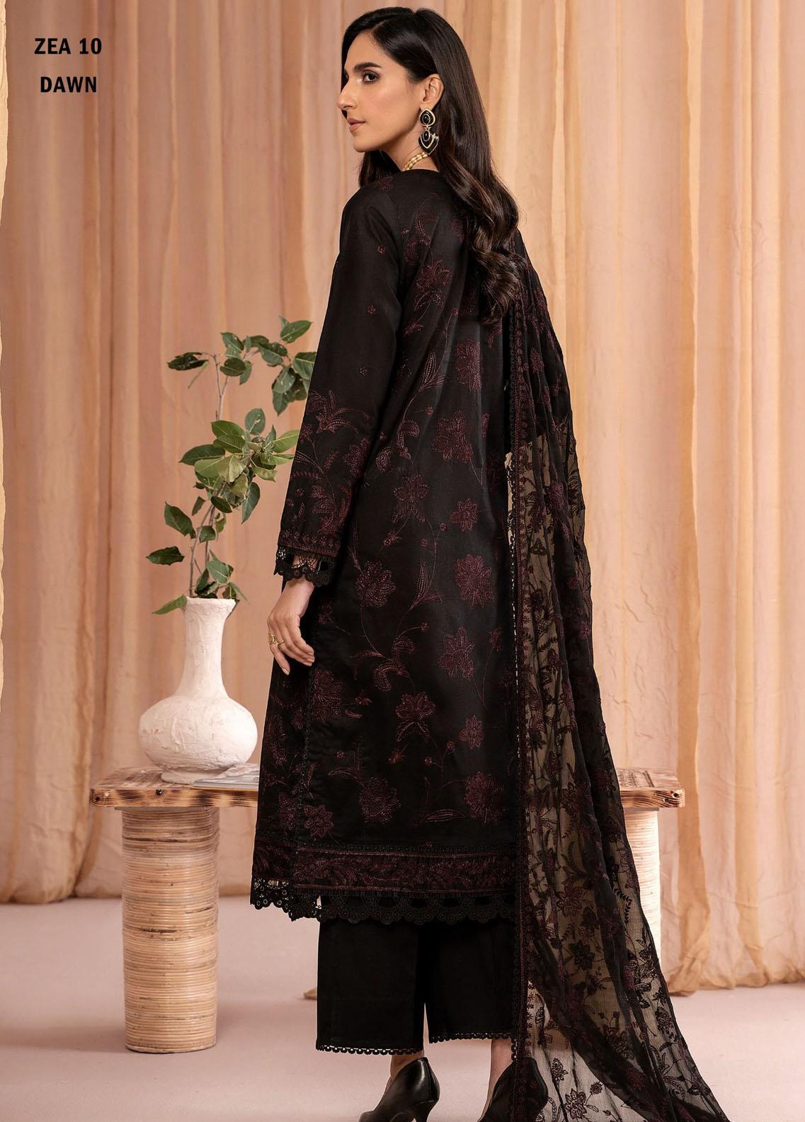 Zarif Unstitcehd 3 Piece Embroidered Eid Lawn Collection'2023-ZEL-10-Dawn Aura