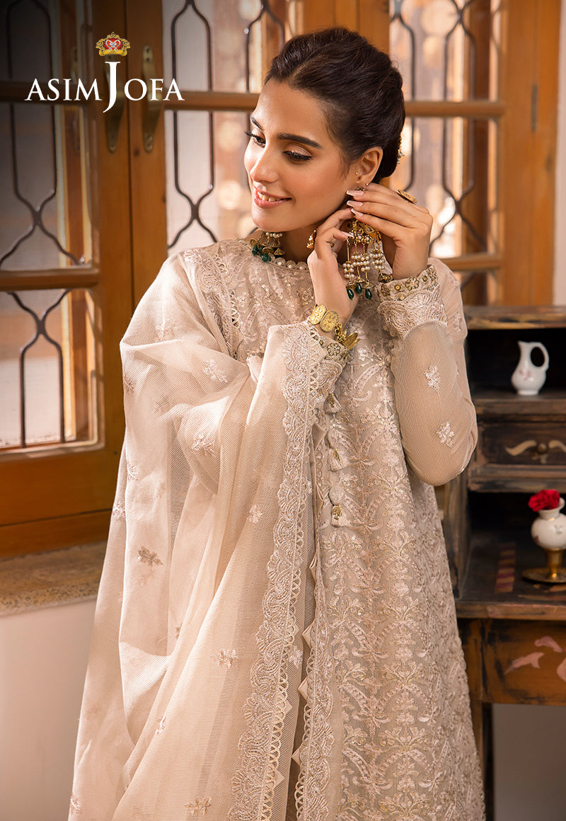 Asim Jofa Shadow Work '23 Ajsw-21 Embroidered Cotton Net 3 Pcs