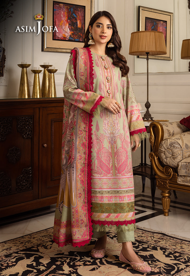 Asim Jofa Aira & Asra Pret Ajiwp-08 Embroidered Karandi Stitched 3 Pcs