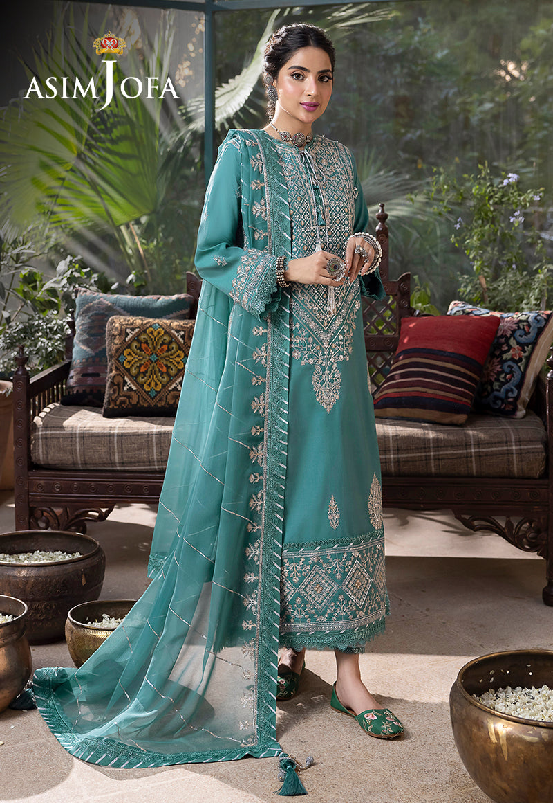 Asim Jofa Shadow Work '23 Ajsw-28 Embroidered Lawn Silk 3 Pcs