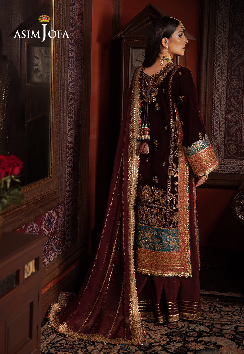 Asim Jofa Designers Limited Edition Ajmmd-09 Embroidered Velvet 3 Pcs