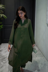 La Rosaa Stitched 2 Piece Basics Winter Collection'2024-Olive 2Pc