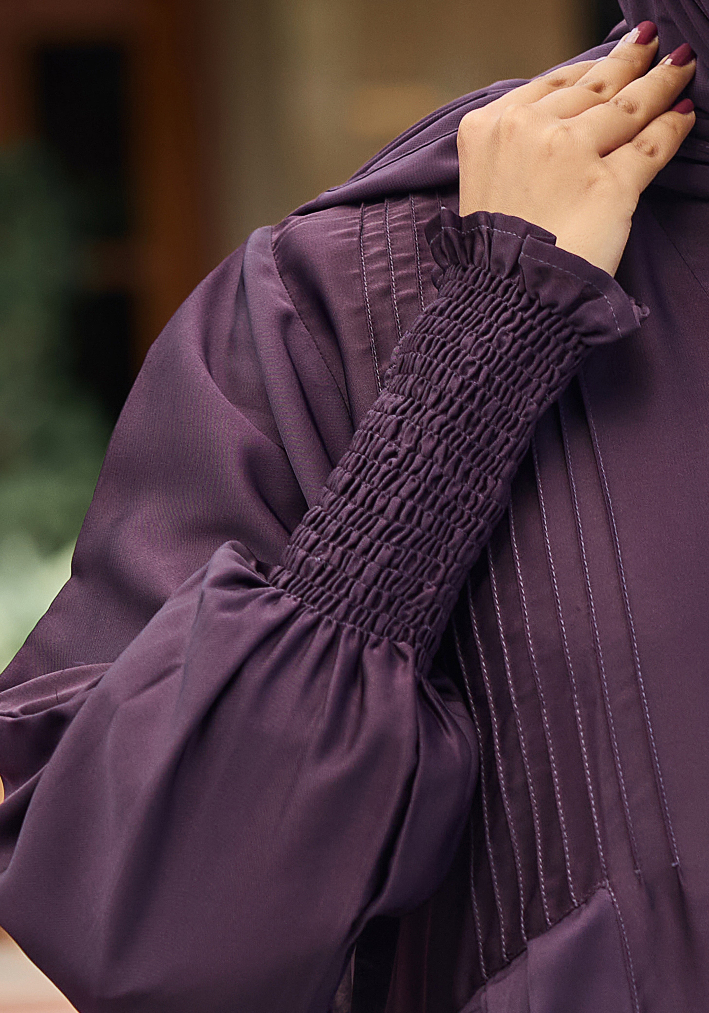 Abaya.Pk Purple Pleated Abaya | Velora