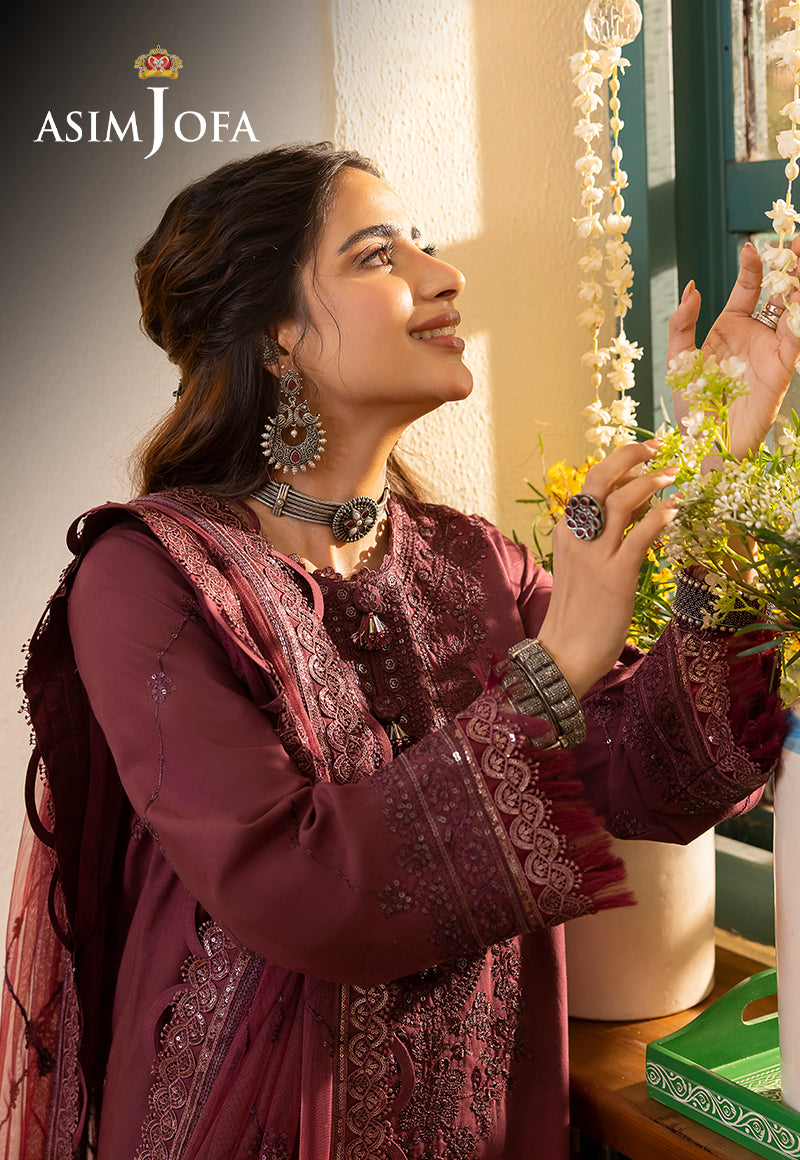 Asim Jofa Shadow Work '23 Ajsw-10 Embroidered Lawn Silk 3 Pcs
