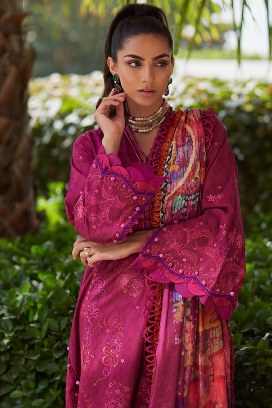 Wes By Farah Talib Aziz Unstitched 3 Piece Luxury Summer Collection-11-Betty Berry