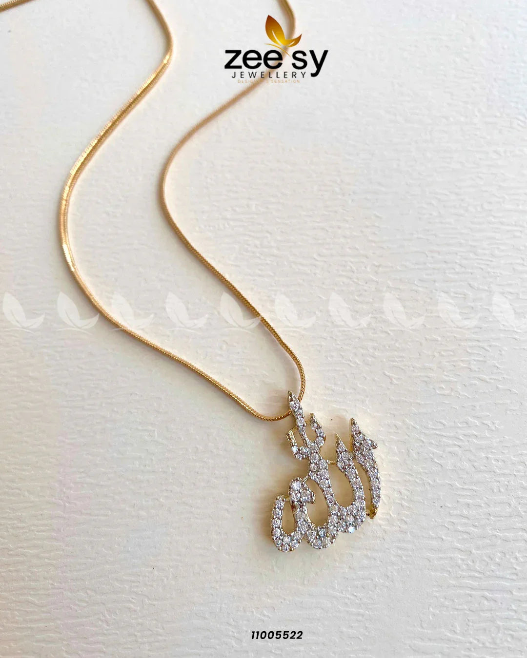 CALLIGRAPHY LOCKET-0009 Golden Silver Two Tone - Zeesy Jewellery