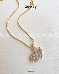 CALLIGRAPHY LOCKET-0009 Golden Silver Two Tone - Zeesy Jewellery