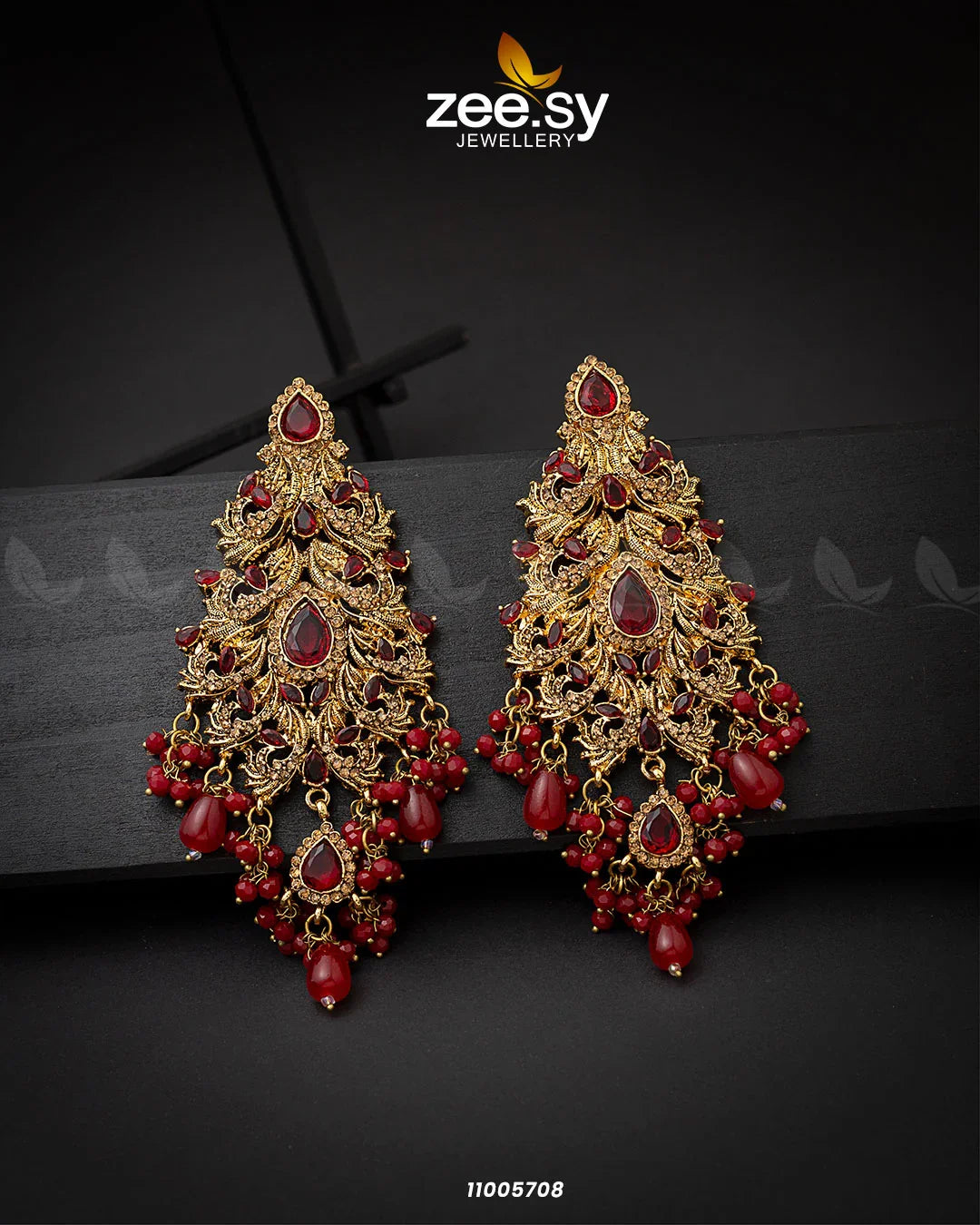 EARRINGS-0715 Red - Zeesy Jewellery
