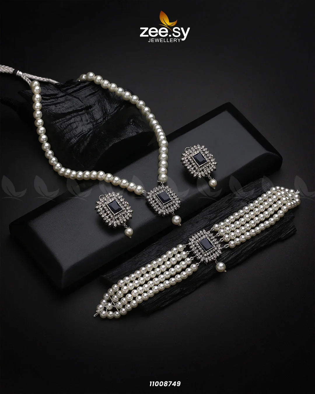 NECKLACE-1005 Black - Zeesy Jewellery