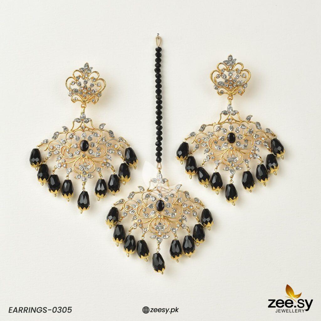 Sunflower Earrings-0305 Black - Zeesy Jewellery