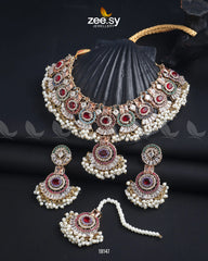 Anaya Necklace Set Golden Red - Zeesy Jewellery