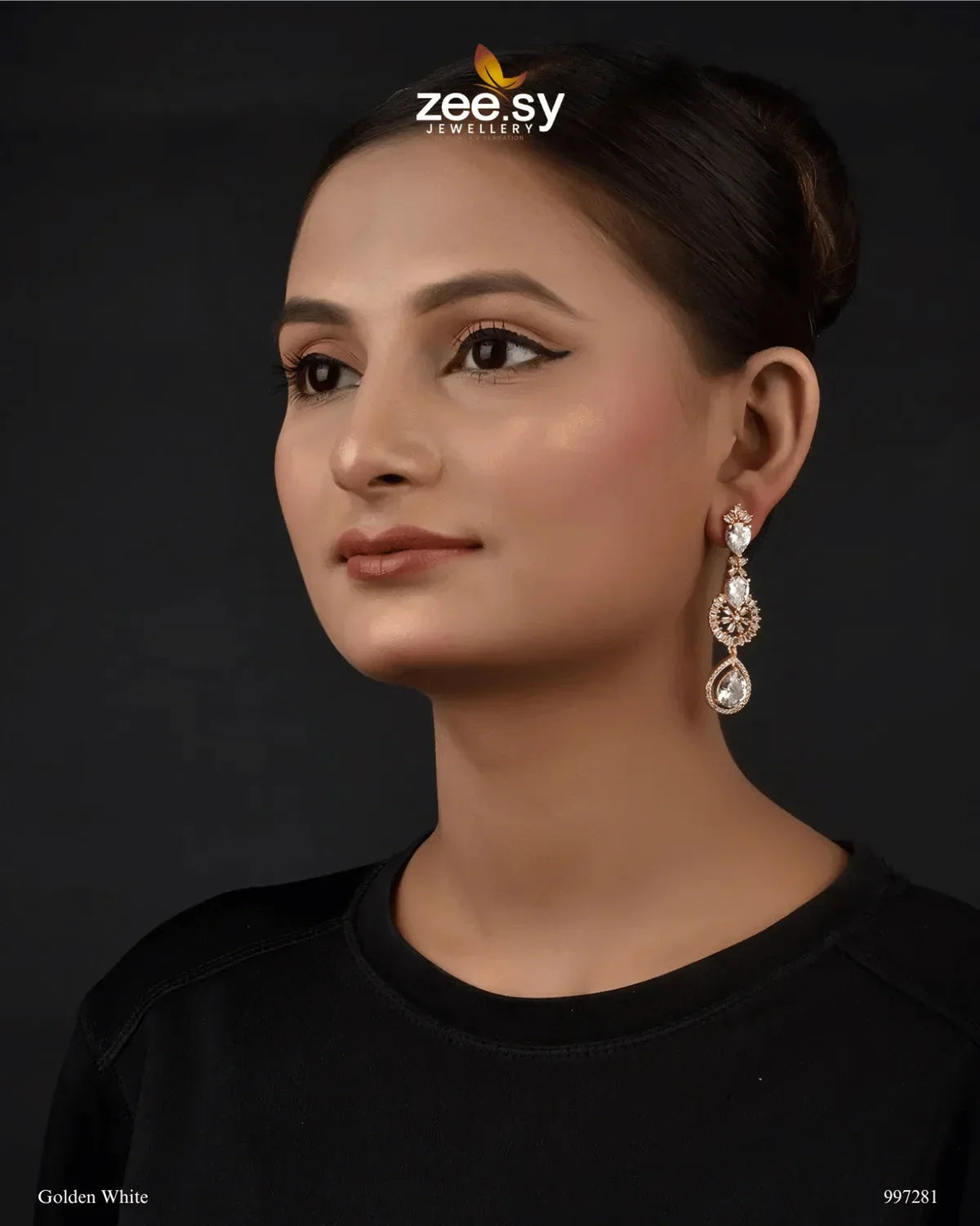 Rosabella Earrings Golden White - Zeesy Jewellery