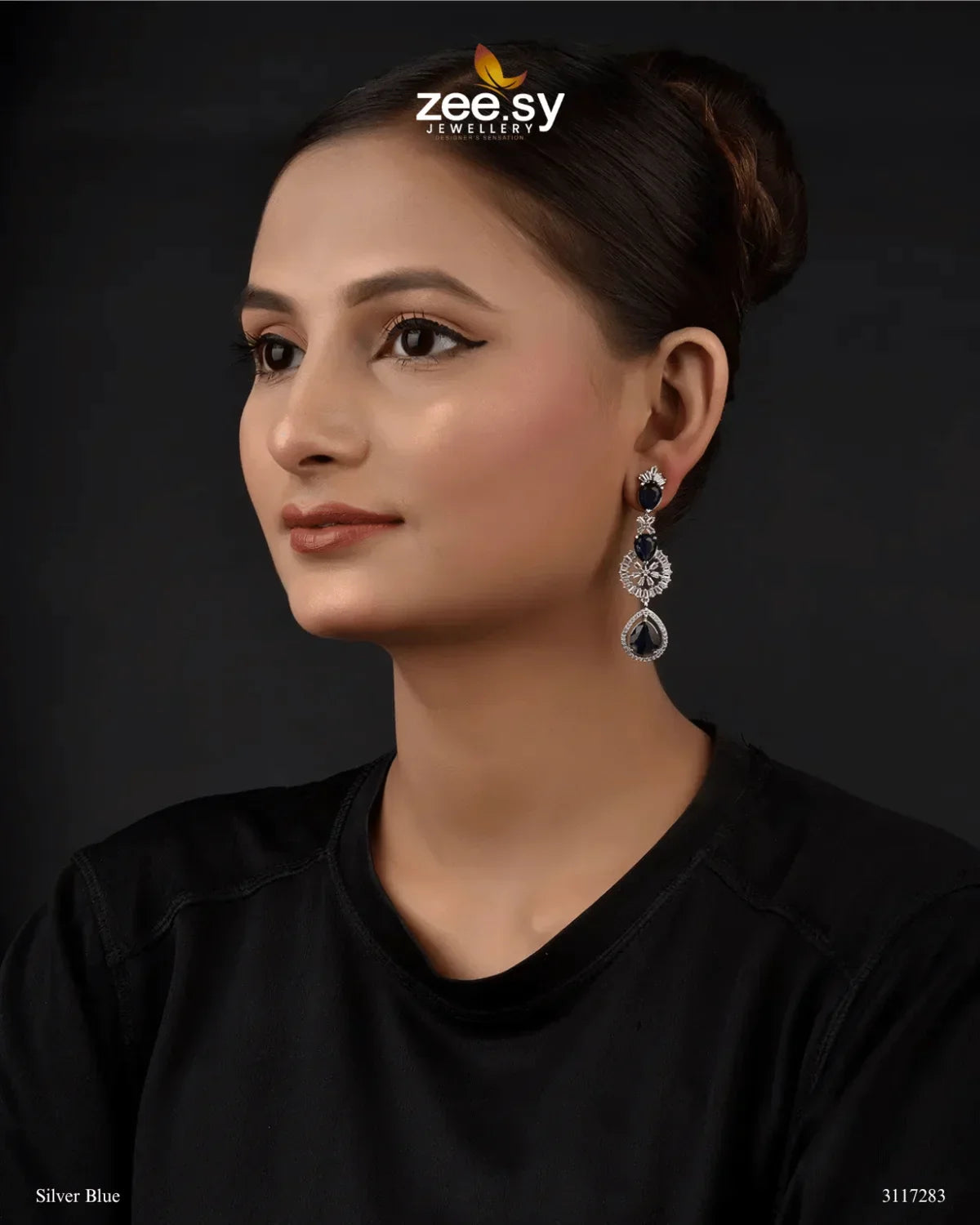 Rosabella Earrings Silver Blue - Zeesy Jewellery