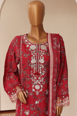 Signature By Sada Bahar Stitched 3 Piece Festive Emb Lawn Limited Edition Suit-EMB-1182-MAHROON