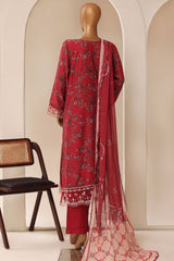 Signature By Sada Bahar Stitched 3 Piece Festive Emb Lawn Limited Edition Suit-EMB-1182-MAHROON