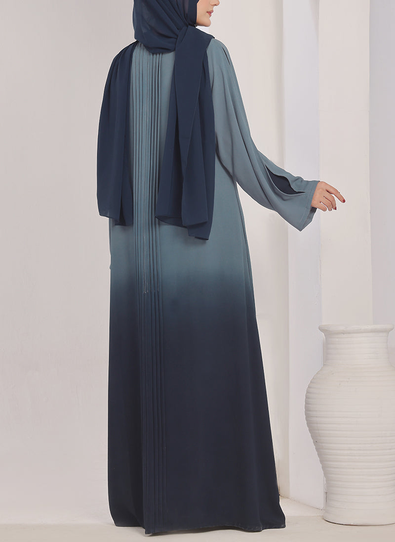 Hijab Ul Hareem Two Tone Navy Blue Gradient Abaya - 0121-R-1014