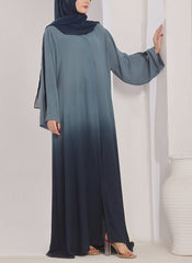 Hijab Ul Hareem Two Tone Navy Blue Gradient Abaya - 0121-R-1014